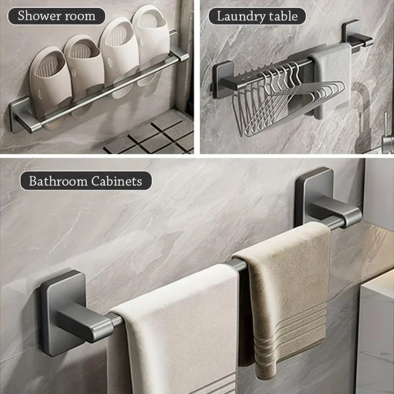 6-Pack Self-Adhesive No-Drill Towel Rack Hooks – Aluminum Wall Towel Holder, Polished Finish