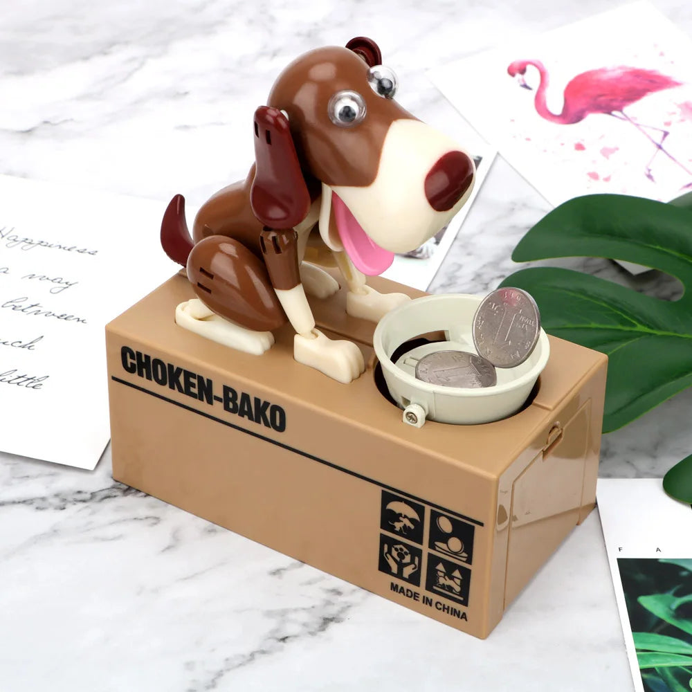 Electric Cartoon Dog Coin Bank Automatic Eating Money Piggy Bank for Kids Birthday Gift