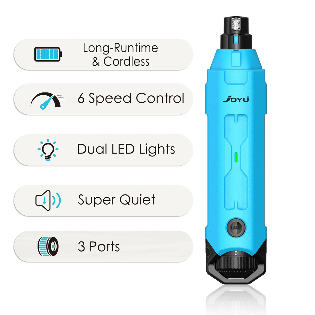 6-Speed Rechargeable Dog Nail Grinder Quiet Electric Pet Nail Trimmer for Painless Paw Grooming