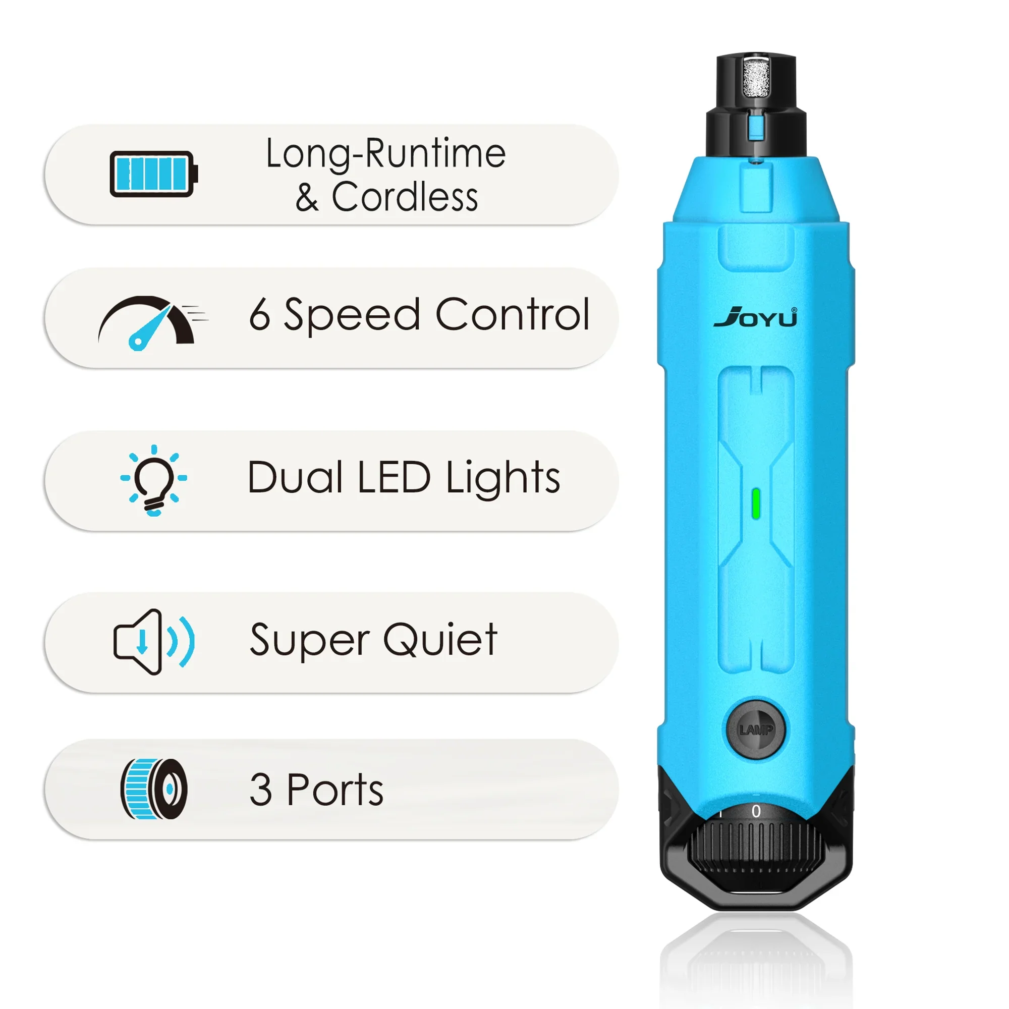 6-Speed Rechargeable Dog Nail Grinder Quiet Electric Pet Nail Trimmer for Painless Paw Grooming