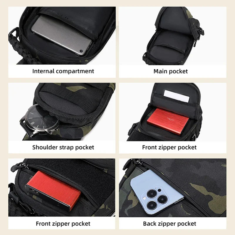 Tactical Chest Sling Bag for Men - Outdoor Hiking Camping Fishing Cycling MOLLE Shoulder Fanny Pack