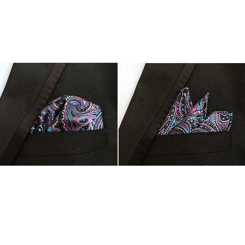41 Colors 25 x 25 cm (9.8 x 9.8 in) Men's Pocket Square Handkerchief - Paisley, Dot & Stripe Wedding Hanky