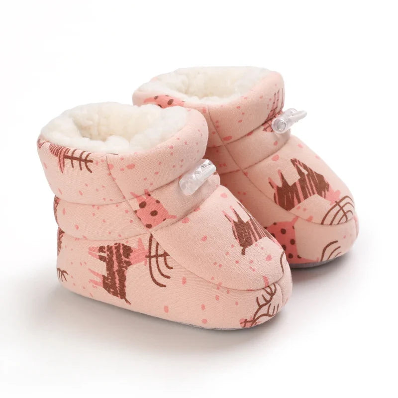 Winter Baby Boots Cartoon Soft-Sole Anti-Slip Warm Toddler Walking Booties for Boys & Girls