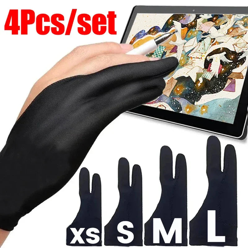 Two-Finger Artist Drawing Glove – Anti-Friction Palm Rejection for Graphics Tablets, iPad & Stylus