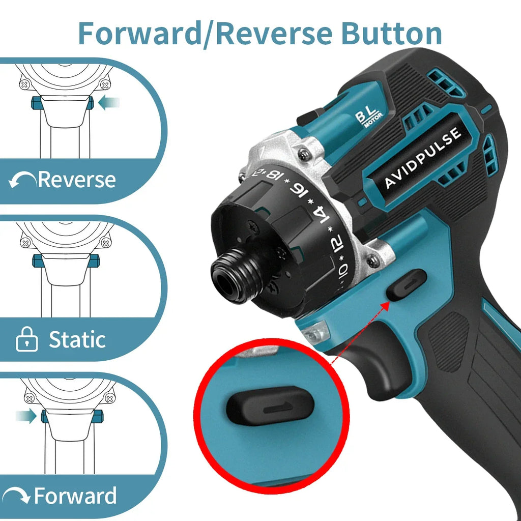 20+1 Gear 1/4-inch (6.35mm) Brushless Cordless Electric Screwdriver, 280 N·m Torque — 18V Battery Compatible