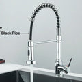 Pull-Down Single-Handle Kitchen Faucet Deck-Mounted Hot and Cold Tap — Matte Black, Brushed Nickel, Chrome