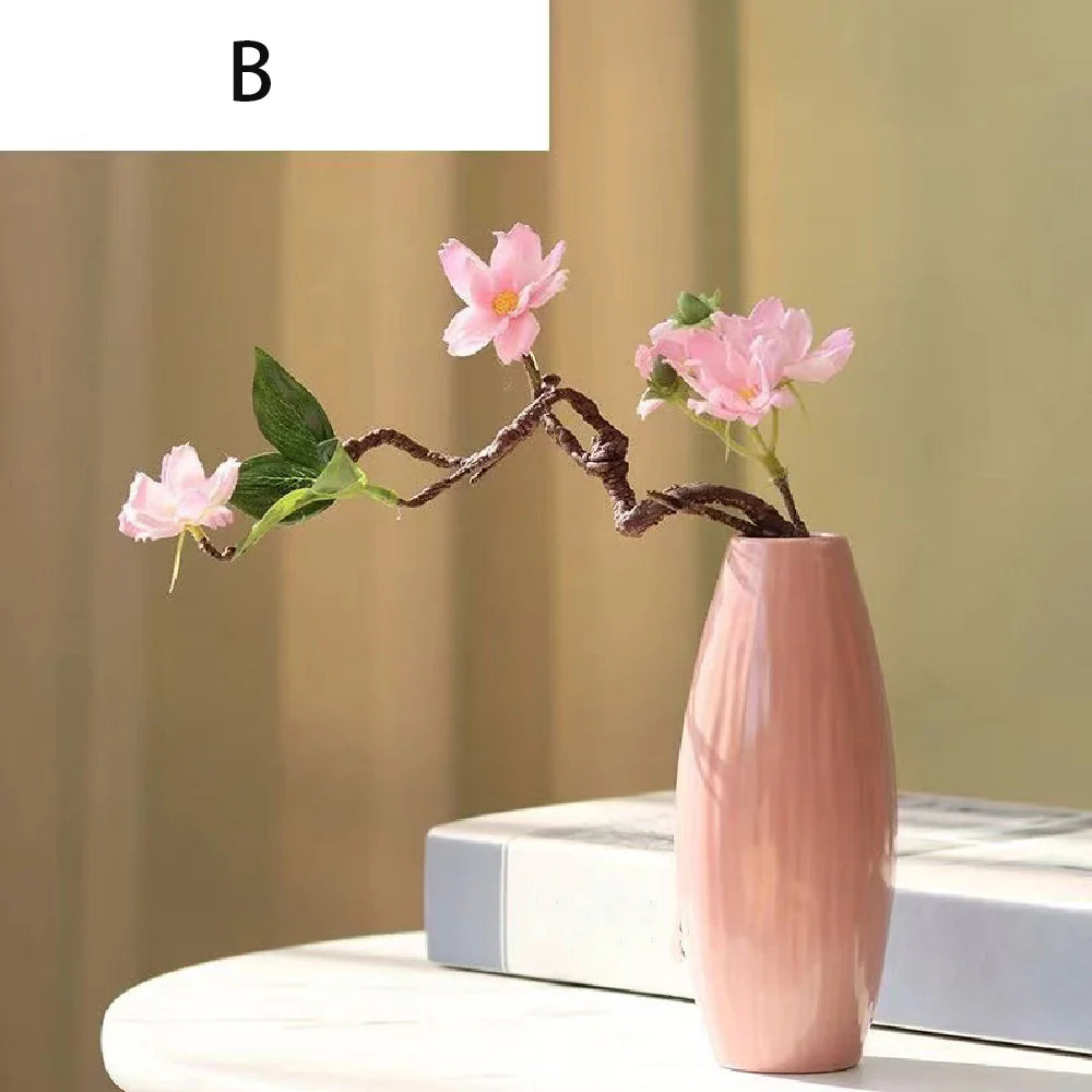 Simple Ceramic Porcelain Vase for Hydroponic Plants — Minimalist Small Vase for Living Room & Dining Table Decor