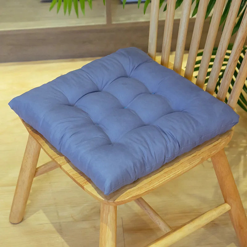 Tie-On Rectangle Dining Chair Seat Cushion - Thick Polyester Cotton Pad for Dining, Floor & Meditation