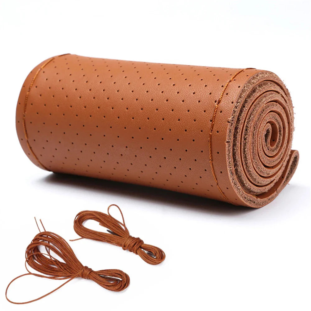 Universal Braided Microfiber Leather Steering Wheel Cover 15 in (38 cm) Wear-Resistant Grip