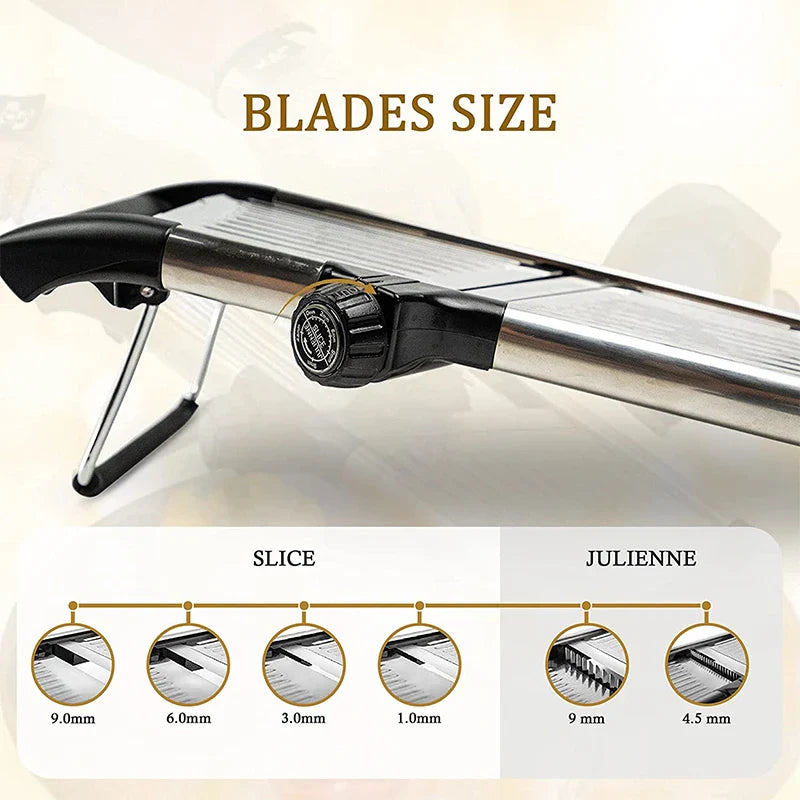 Adjustable Stainless Steel Mandoline Slicer – Vegetable & Fruit Cutter for Potatoes, Tomatoes, Onions & Carrots