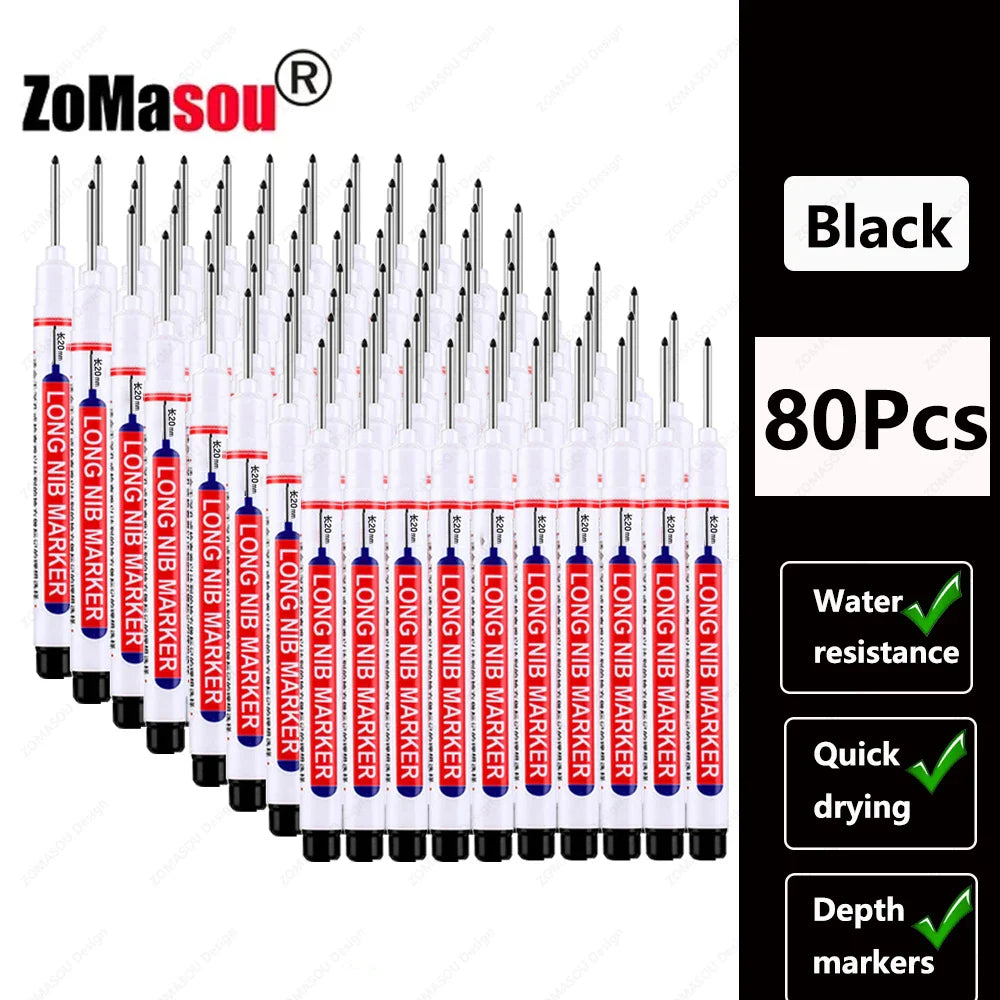 20mm Long-Head Deep Hole Marker Pens - Waterproof Fast-Dry Oil Markers for Wood, Metal & Glass (Red/Black/Blue/Green)