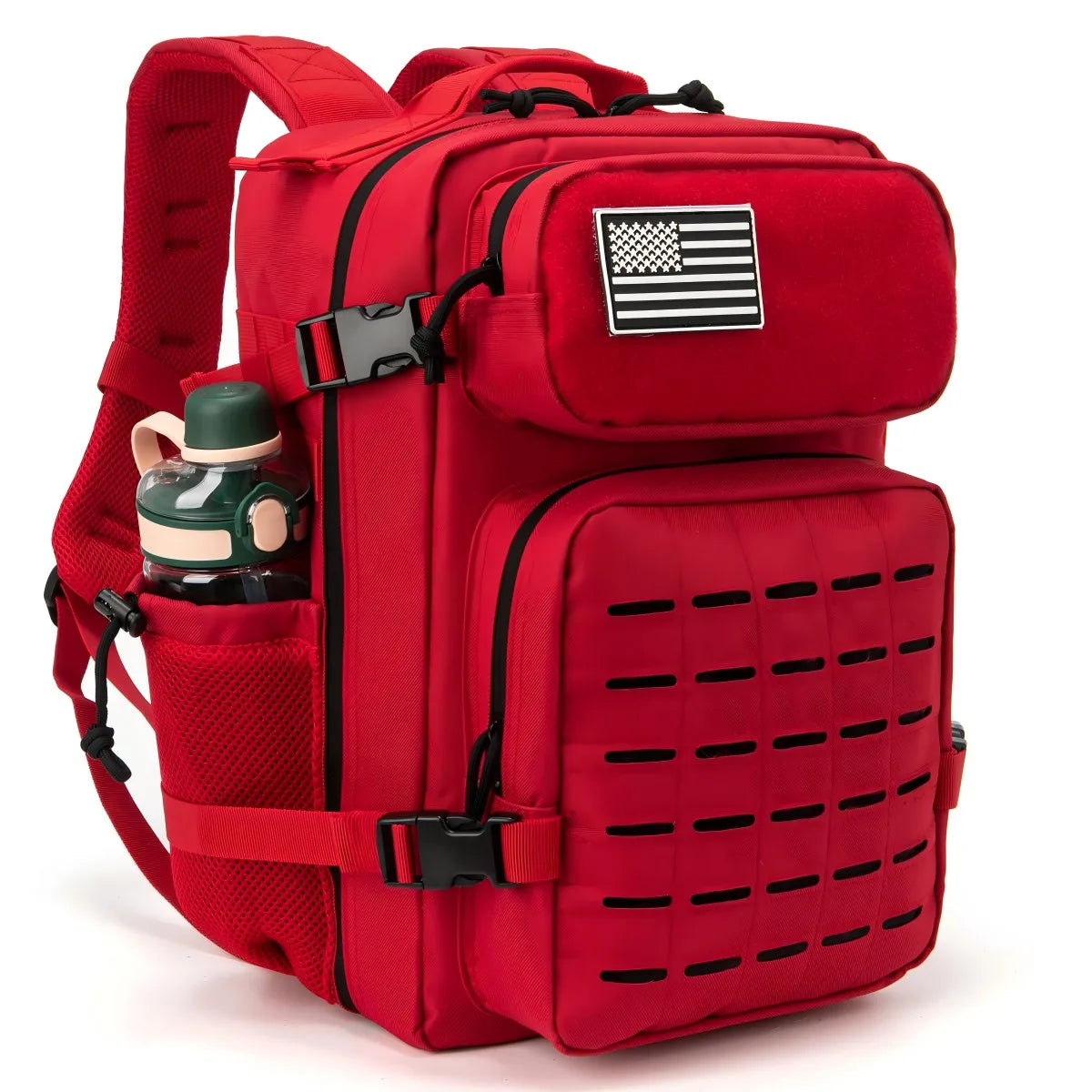 Tactical 25L Laser-Cut MOLLE Backpack - 900D Polyester Water-Resistant Daypack with Velcro Patch Panel, 15.7 x 9.8 x 9.8 in (40 x 25 x 25 cm)