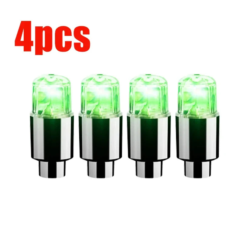Universal LED Tire Valve Cap Lights - Colorful Flashing Wheel Hub Lamp for Car Motorcycle Bicycle (1.5 in / 3.8 cm)