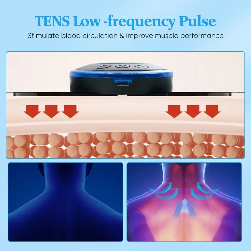 Portable EMS Neck and Body Muscle Stimulator Mini Electric Massager for Neck, Back, Calf & Joint Pain Relief