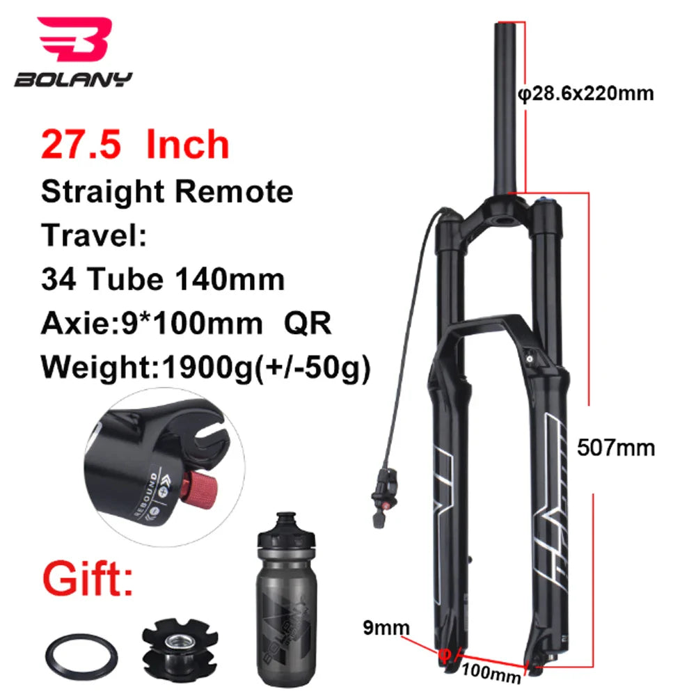 MTB Air Suspension Fork 27.5/29 Inch — 120/140 mm Travel, 34 mm Magnesium Alloy Straight Steerer