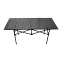 47.2in (120cm) Portable Roll-Up Folding Camping Table - Carbon Steel Outdoor Picnic Table with Storage Basket & Carry Bag, Black