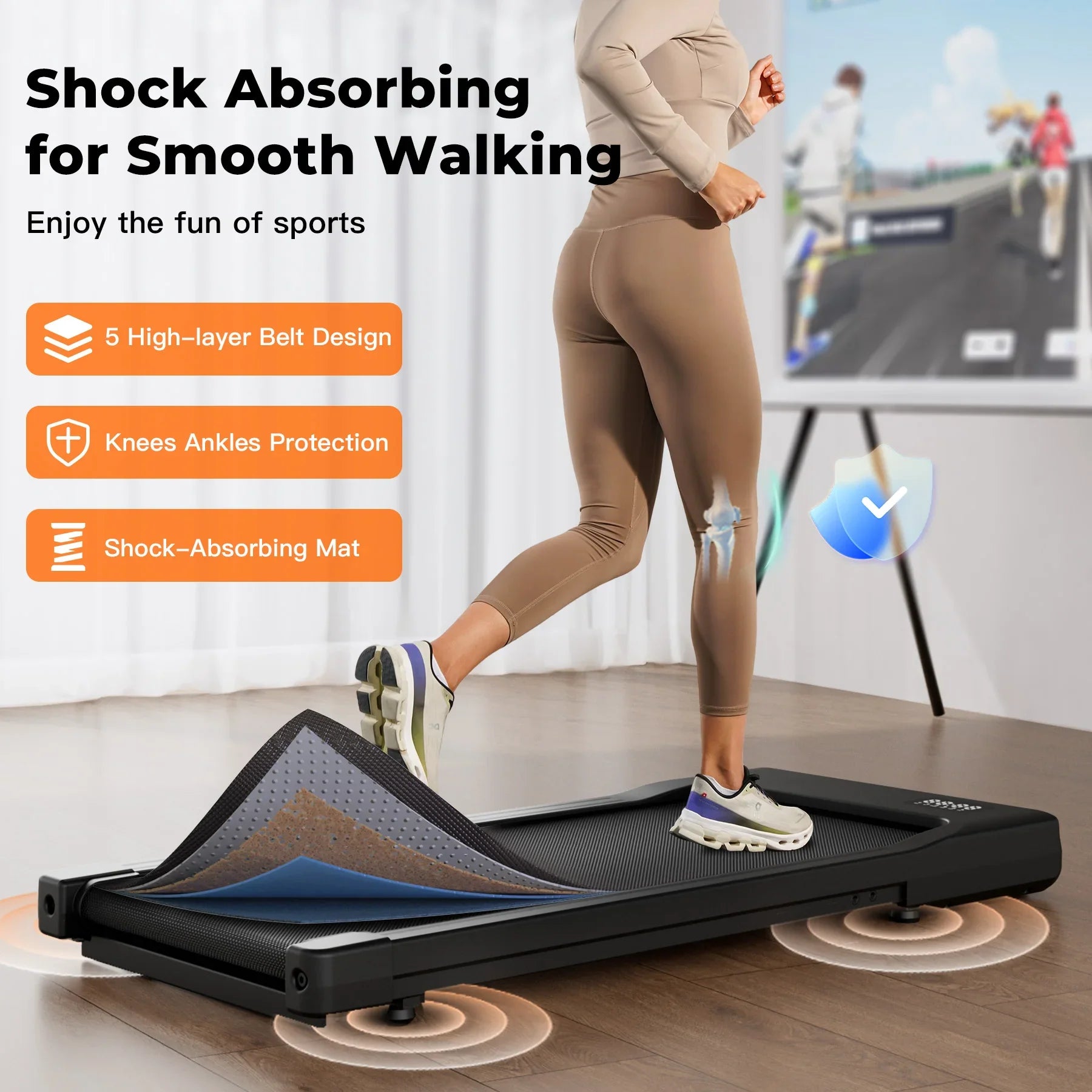 Under-Desk 2-in-1 Walking Pad Treadmill - Portable 2.5HP LED Remote Control for Home & Office