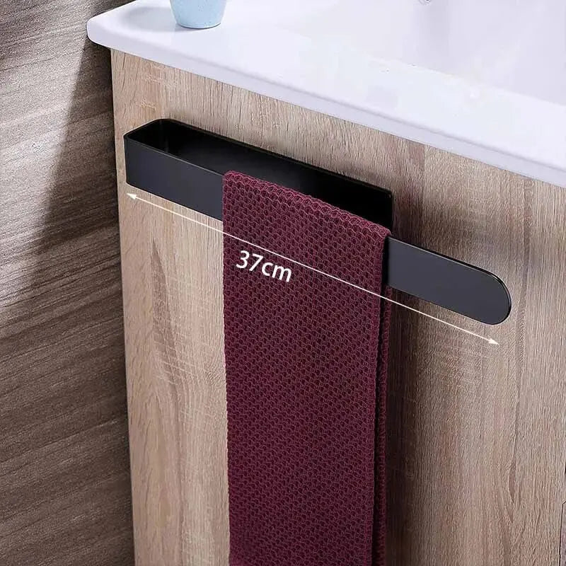 Self-Adhesive No-Drill Stainless Steel Towel Bar – Single Rod Wall Rack (9.1 in / 23 cm, 14.6 in / 37 cm)
