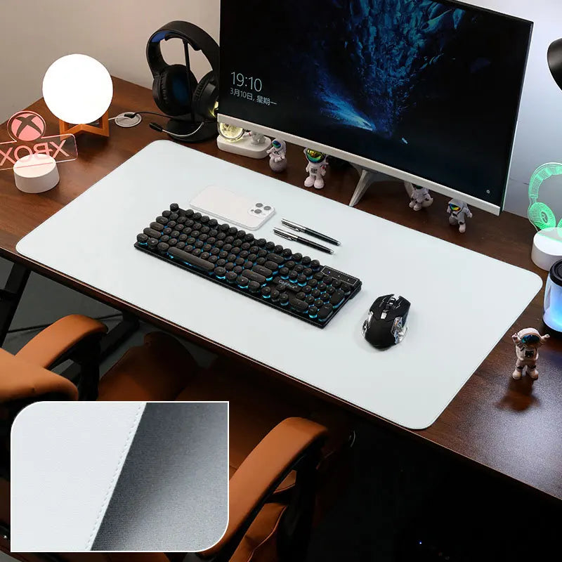 Large PU Leather Desk Pad Non-Slip Stitched Edge Office Mouse Pad and Desk Blotter