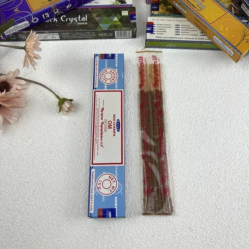 5-Box Nag Champa Incense Sticks — 50–60 Handmade Sticks (20 cm / 8 in) Sandalwood & White Sage Home Fragrance