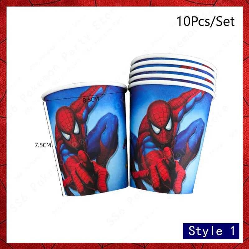 Spiderman Kids Birthday Party Supplies - Disposable Tableware Set with Plates, Cups, Napkins & Favor Bags
