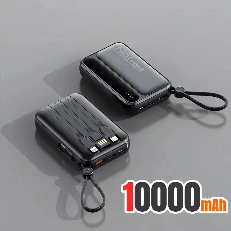 120W Portable Power Bank — 4-in-1 Built-In Cables & LED Digital Display, 10,000/30,000/50,000 mAh, PD 20W