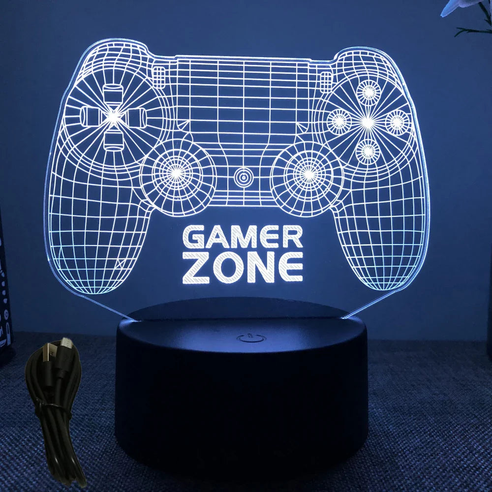 Neon Gamer 3D LED Night Light RGB – Gaming Table Lamp for Kids, Bedroom & Gamer Room