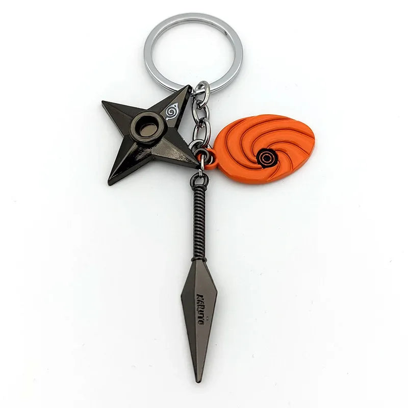 Anime Ninja Keychain Set: Kunai, Shuriken & Red Cloud Charms for Backpack, Car & Keys