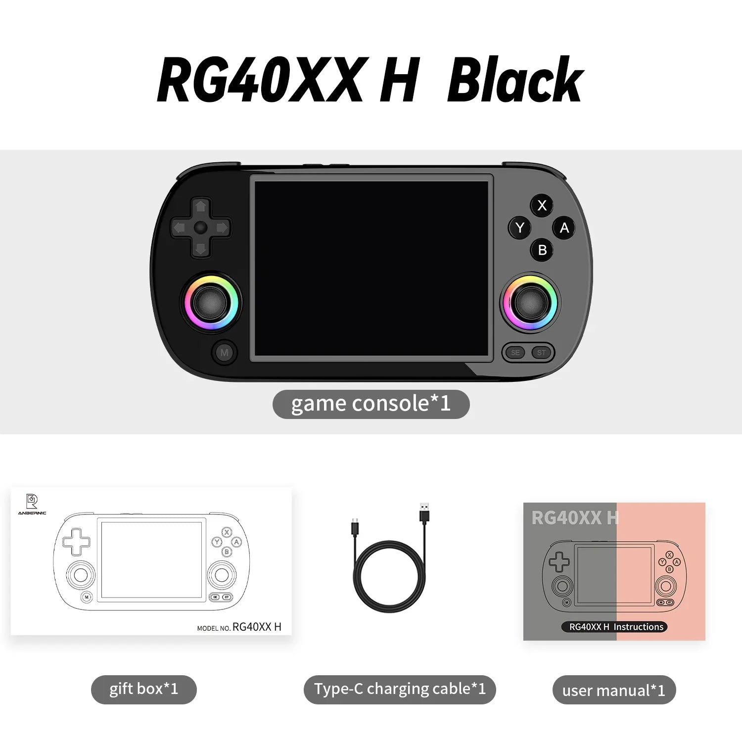 Handheld Retro Game Console - Linux 64‑bit, 4.0-inch (10.16 cm) IPS 640x480, RGB Joystick, HDMI Output, Wi‑Fi & Bluetooth, 64GB