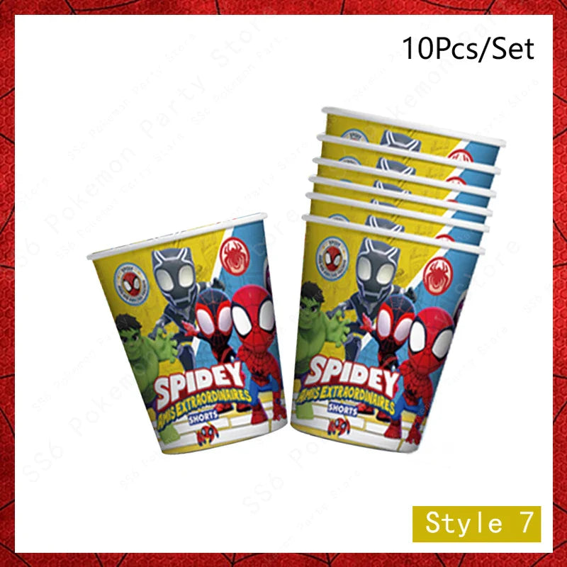 Spiderman Kids Birthday Party Supplies - Disposable Tableware Set with Plates, Cups, Napkins & Favor Bags