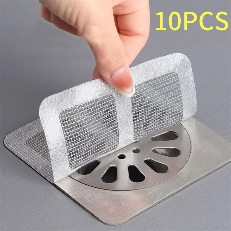 Cuttable Self-Adhesive Drain Hair Catcher – Disposable Mesh Filter for Shower, Bath & Kitchen (Cut-to-Fit, Multi-Pack)