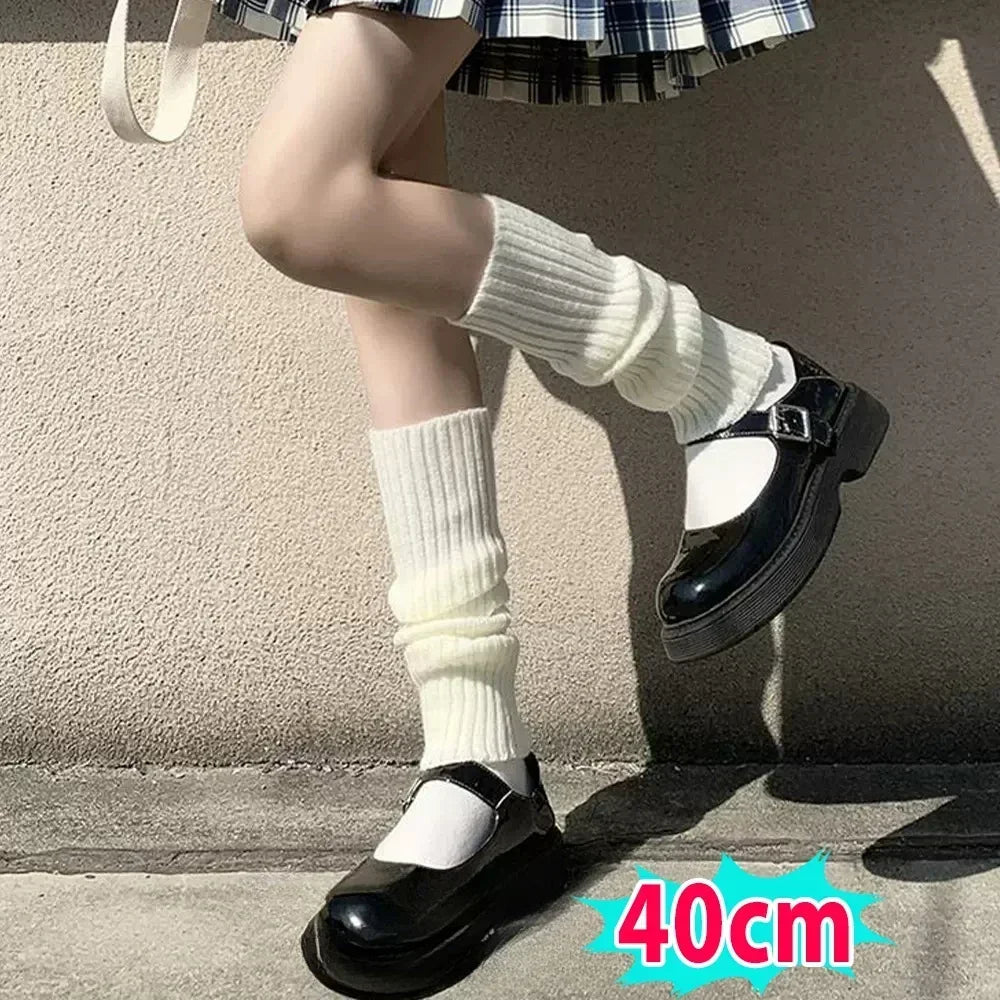 Y2K Fluffy Knit Leg Warmers for Women — Gothic Lolita Arm & Boot Covers, Lengths 40/50/70/75 cm (15.7–29.5 in), Black White