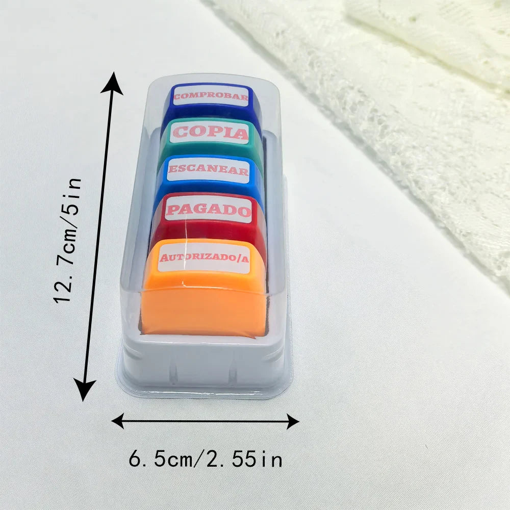 5-Pack Spanish Financial Approval Stamp Set - Office Accounting Stamps Aprobado Pagado Revisado Escaneado Copia