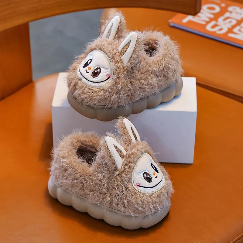 Kids Winter Plush Slippers - Warm Faux Fur Cotton Shoes, Anti-Slip Indoor Slippers for Girls & Boys