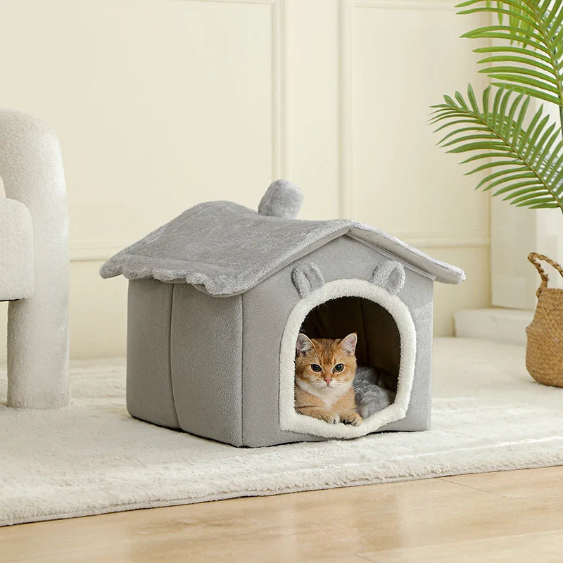 Foldable Removable Washable Pet House - Cozy Cave Bed for Extra Small Dogs, Small to Medium Cats