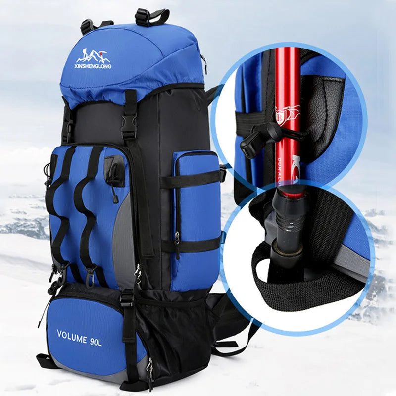 90L Waterproof Hiking Backpack - Large Capacity Trekking Rucksack for Camping & Travel (Unisex)