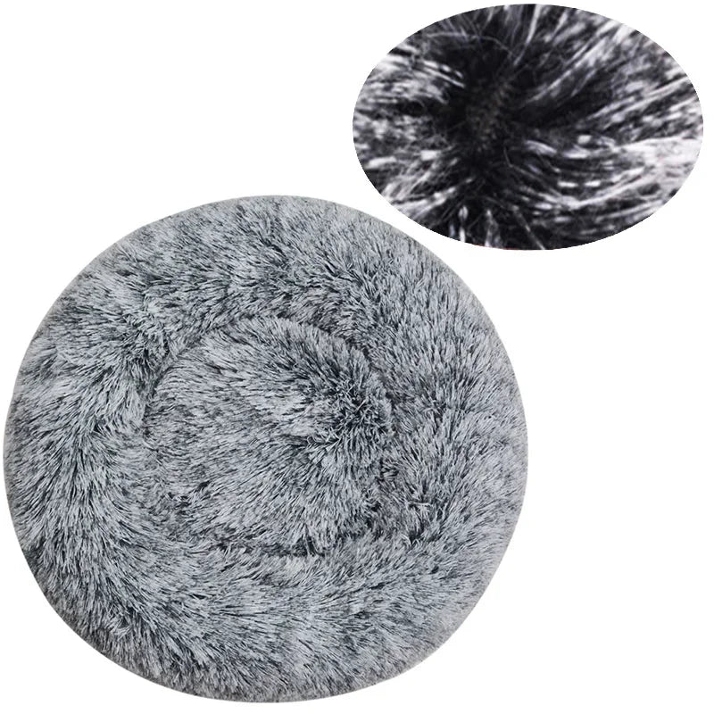 Calming Plush Pet Bed for Dogs & Cats - Corduroy Fleece Bolster, Non-Slip Waterproof Bottom, Multiple Sizes (15.7–35.4 in / 40–90 cm)