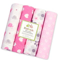 4-Pack 100% Cotton Receiving Baby Blankets 30 x 30 in (76 x 76 cm) Supersoft Newborn Swaddle