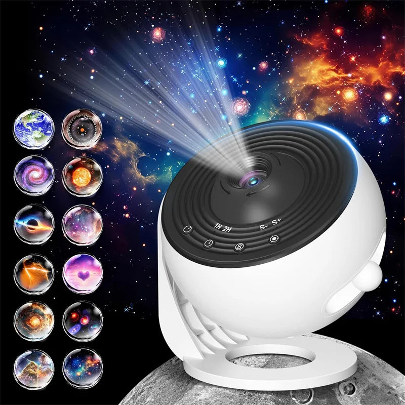 LED Galaxy Star Projector Night Light 360° Rotating Planetarium Lamp — 12-in-1 HD Scenes for Kids Room & Bedroom