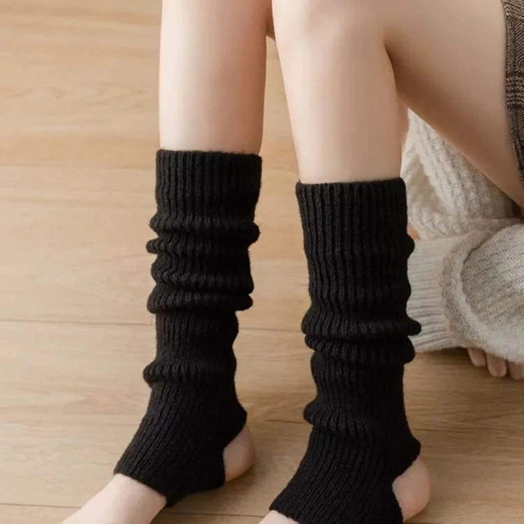 Stirrup Over-the-Calf Knitted Socks & Leg Warmers — 41 cm (16 in) Long Boot Cuffs for Women, Unisex