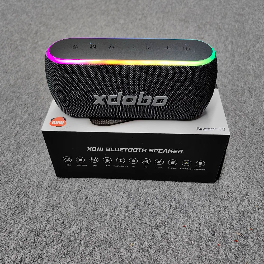 Bluetooth 5.3 Portable Speaker 60W Deep Bass IPX7 6600mAh Power Bank Wireless Subwoofer for Outdoor Party & Camping