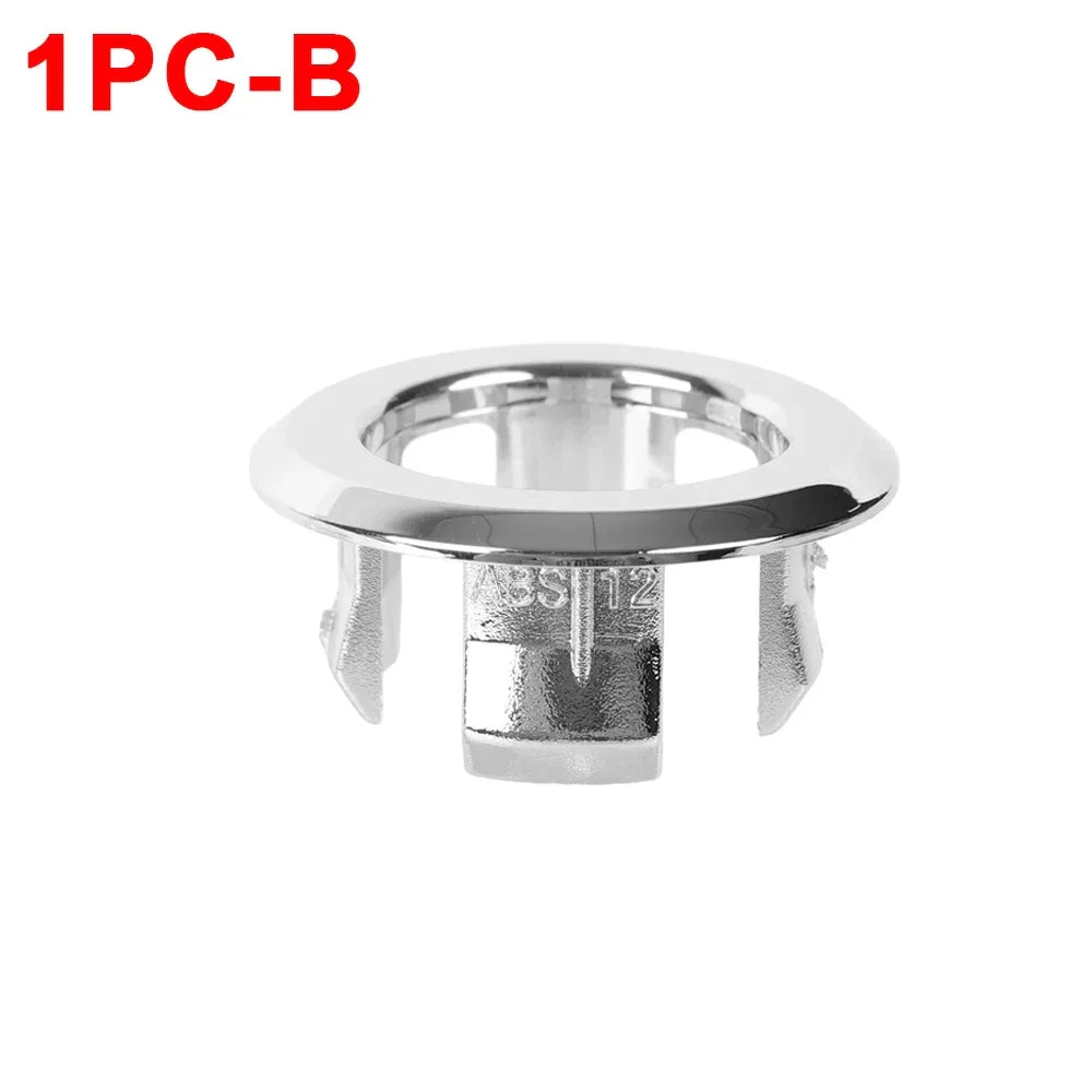 Sink Overflow Ring Cover 1/2/4-Pack Plastic Basin Overflow Hole Trim for Bathroom and Kitchen - Fits 22-24mm & 47-48mm Apertures