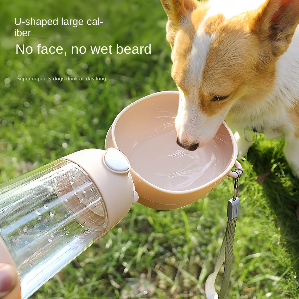 Portable Pet Water Bottle with Food Dispenser, Food-Grade Travel Bowl for Dogs & Cats