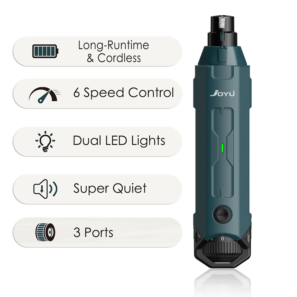 6-Speed Rechargeable Dog Nail Grinder Quiet Electric Pet Nail Trimmer for Painless Paw Grooming