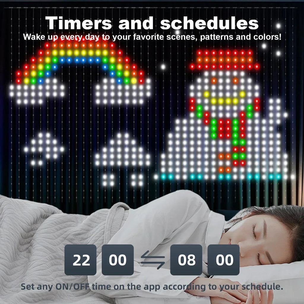 400LED Smart Curtain Lights Bluetooth App RGB Fairy String Lights USB Music Sync for Window Bedroom IP65 Waterproof