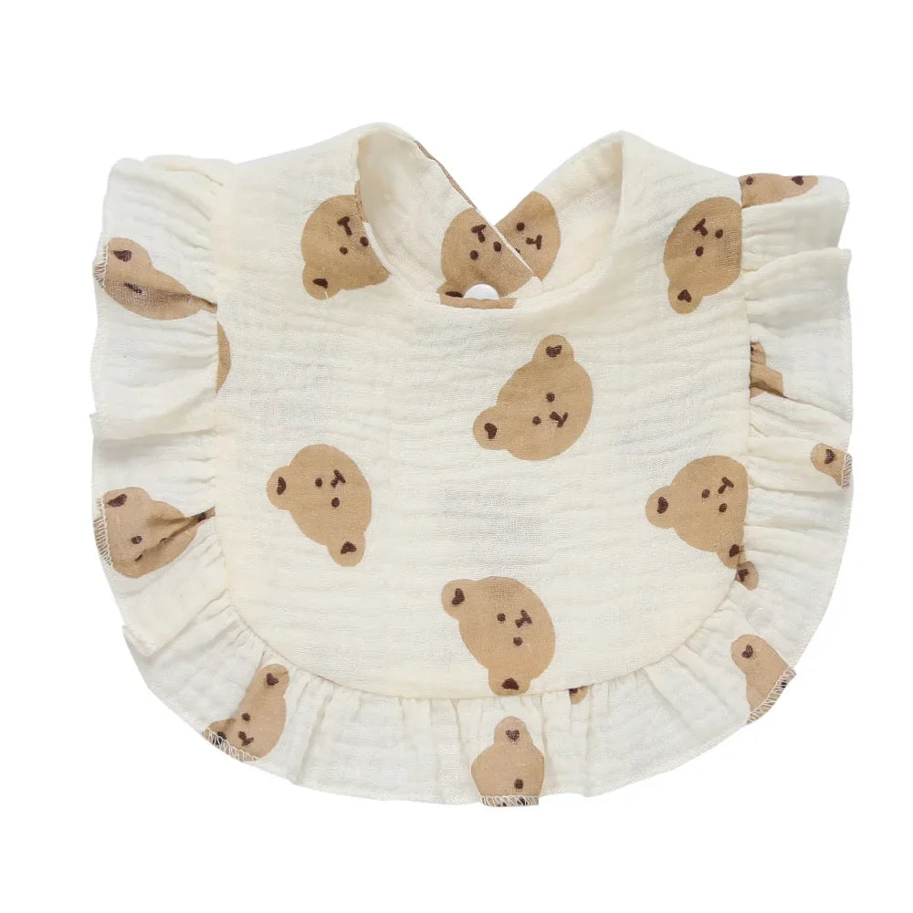 Muslin Cotton Baby Bibs & Burp Cloths - Ruffle Bandana Drool Bibs for Newborns