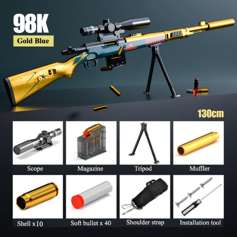Soft Bullet Toy Sniper Rifle - Manually Loaded Toy Rifle for Outdoor CS Combat & Roleplay, Gift for Teens & Adults