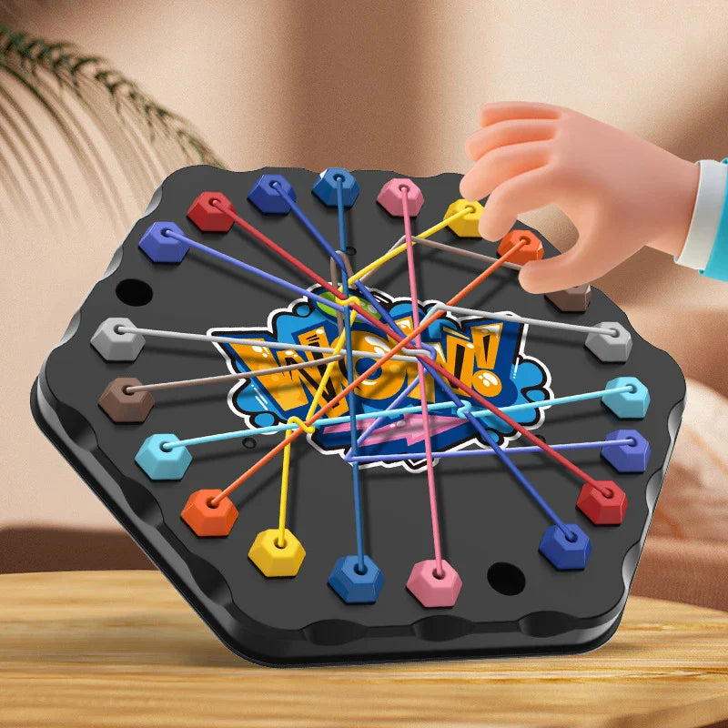 Kids Rope Knot Puzzle Board Game - Colorful Twisted Rope Logic Toy for Ages 7+ Parent-Child Interactive