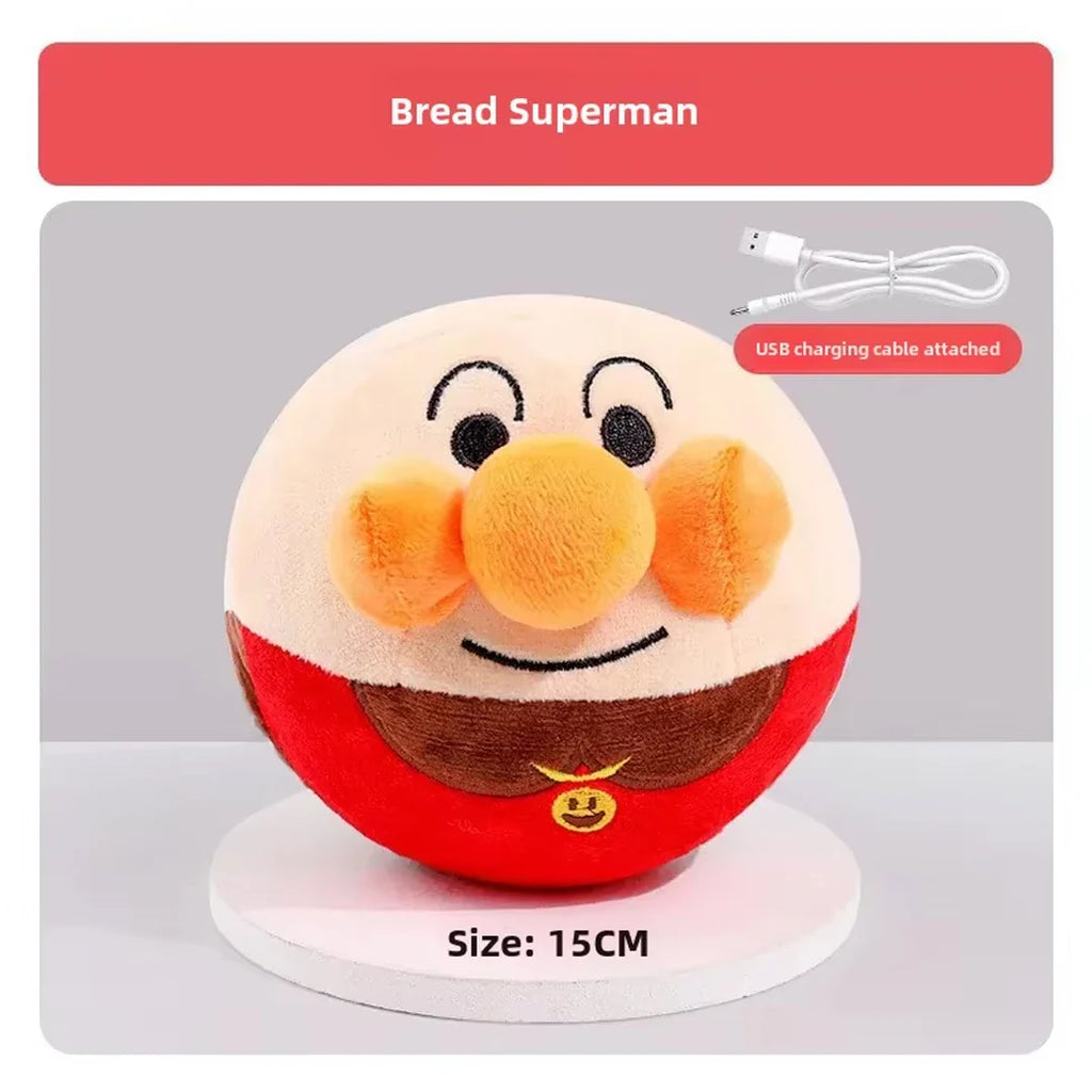 USB Rechargeable Interactive Plush Dog Toy - Electric Jumping Puzzle Ball with Music, Cartoon Clown Pig