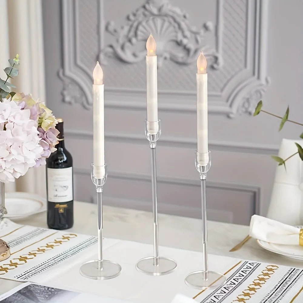 3-Pack Clear Acrylic Candle Holders – Modern Candelabra Table Centerpiece for Weddings, Parties & Holiday Decor